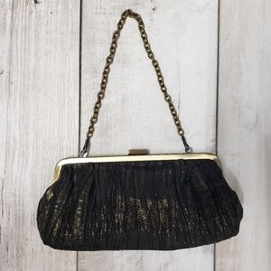 UNLISTED Evening Bag Black/Gold Clutch Purse Y2K Event Cocktail